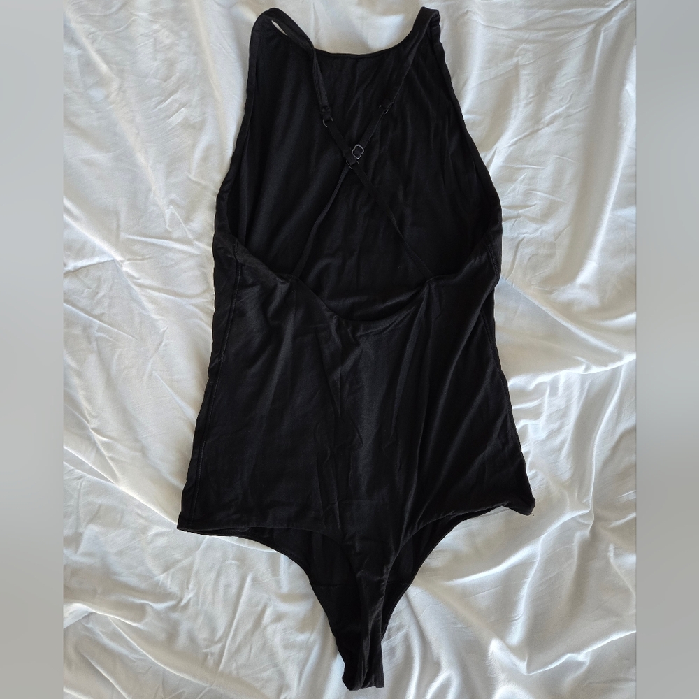 Smoothez by aerie high neck bodysuit, black, large
